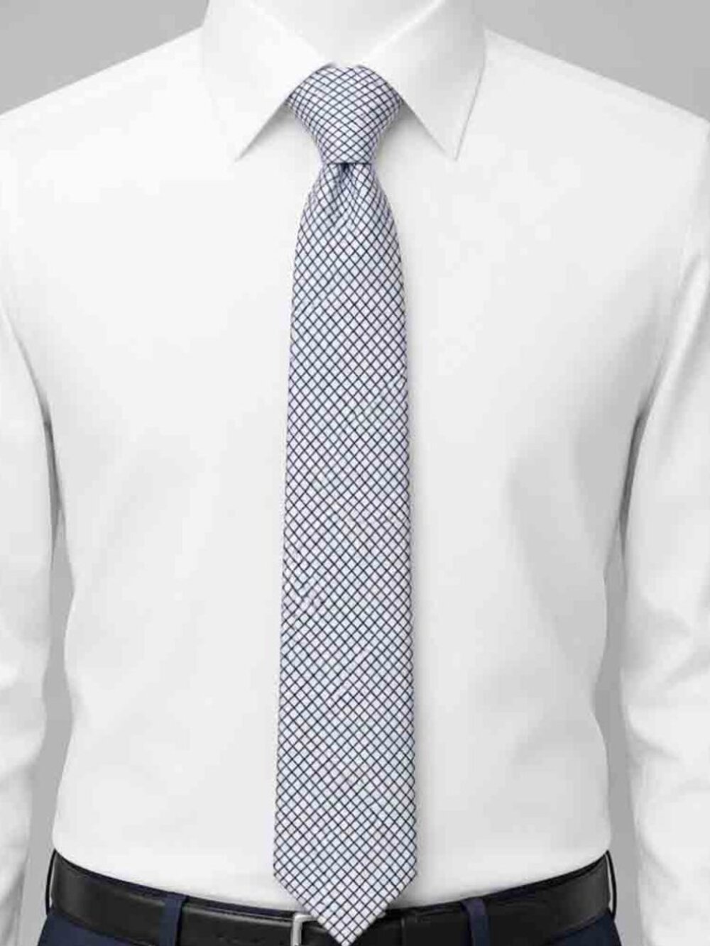 NWT Giorgio Armani Cotton Tie White Blue Men's